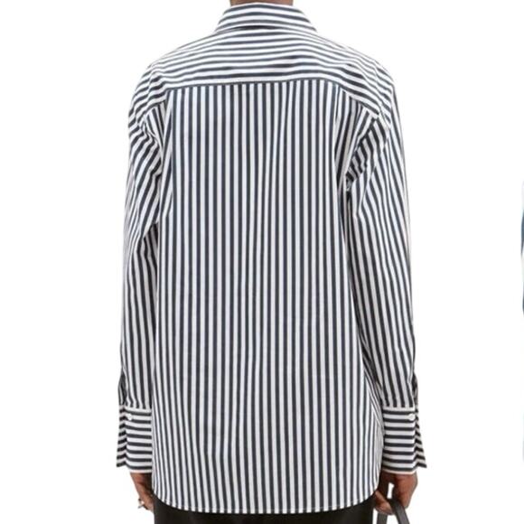 Frame x Ilona Hamer Blue White Pinstripe Menswear Classic Button Up Oversized XS - Picture 4 of 10